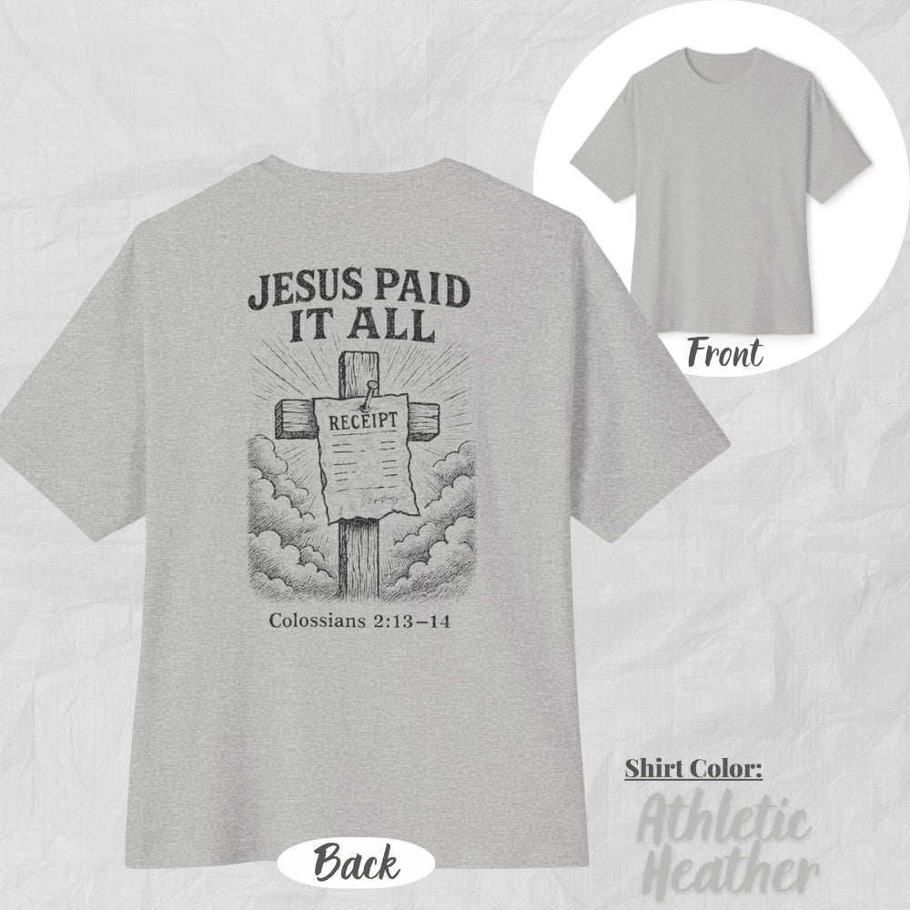 Jesus Paid It All Unisex Oversized Boxy Tee (Brown Design) - Casual Christian Apparel, Perfect Gift for Church, Easter, Christian Events