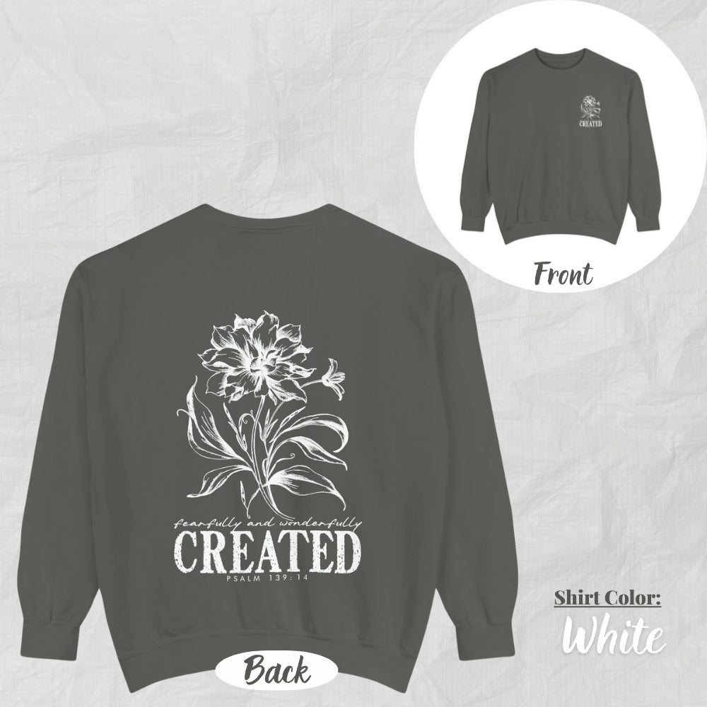 Christian Unisex Sweatshirt - Created Flower Design, Motivational Gift, Cozy Fashion, Biblical Quote, Faith Apparel