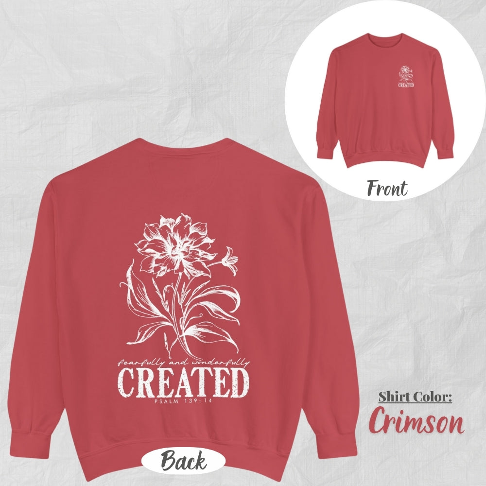 Christian Unisex Sweatshirt - Created Flower Design, Motivational Gift, Cozy Fashion, Biblical Quote, Faith Apparel
