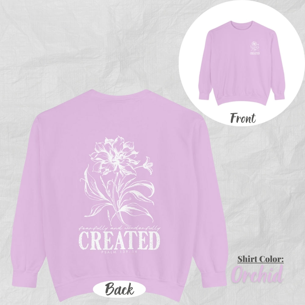 Christian Unisex Sweatshirt - Created Flower Design, Motivational Gift, Cozy Fashion, Biblical Quote, Faith Apparel