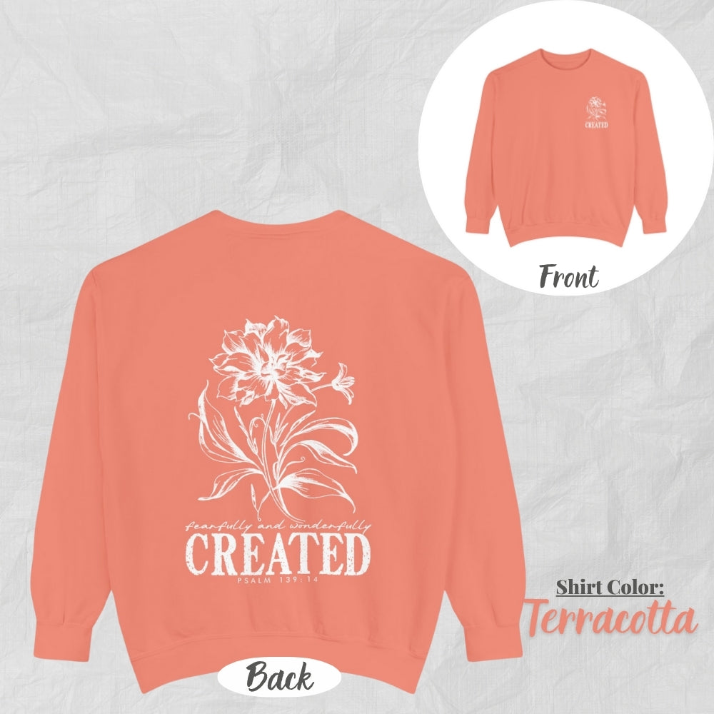 Christian Unisex Sweatshirt - Created Flower Design, Motivational Gift, Cozy Fashion, Biblical Quote, Faith Apparel